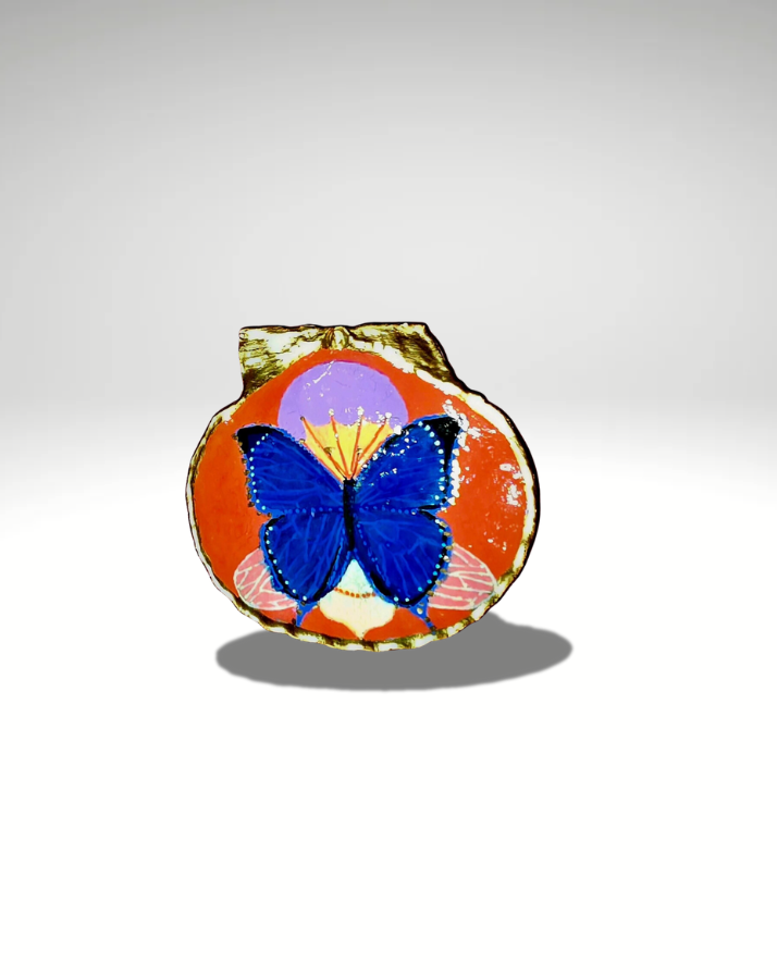 Morpho Butterfly on Clamshell